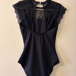 Lace-Back One-Piece Swimsuit in Black